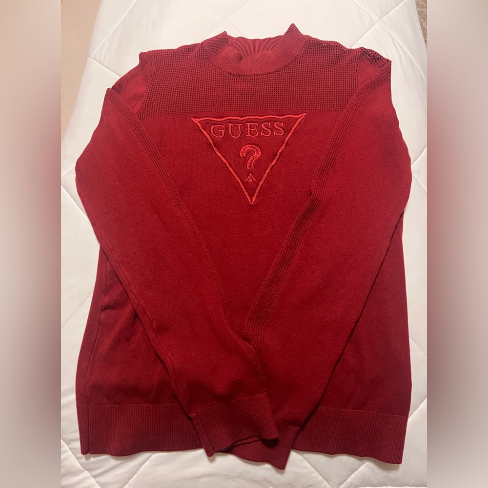 GUESS Women's Rich Red Crewneck Sweater